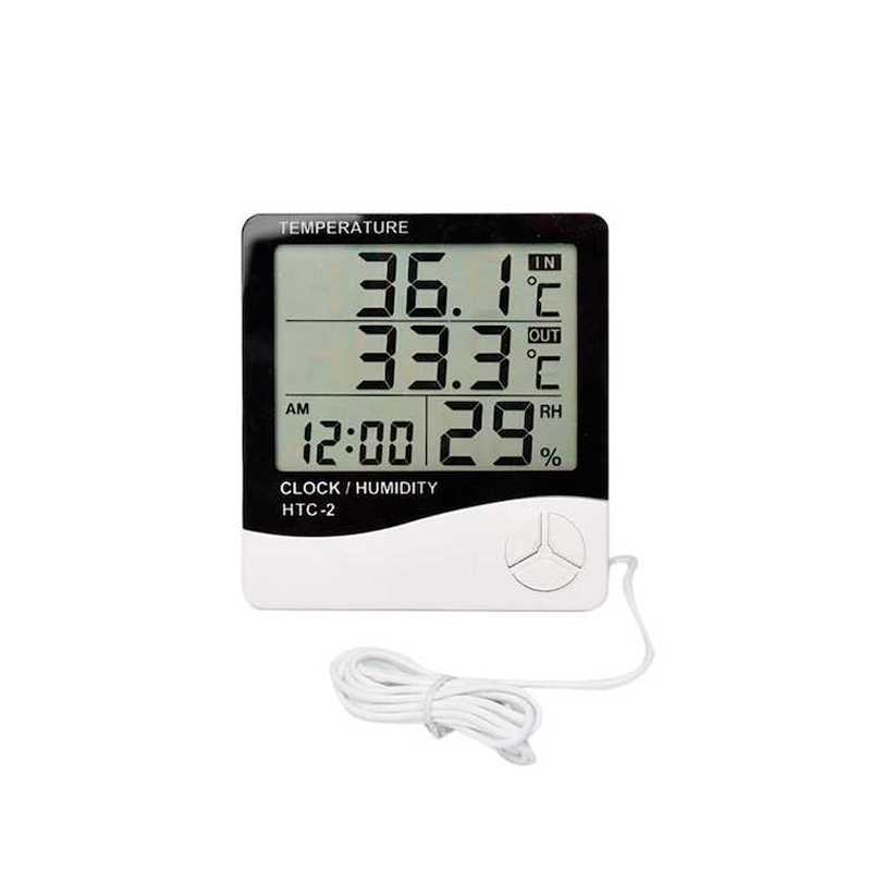 Termometro Higrometro Digital Htc-2 Con Sonda Reloj Alarma - JM Productos