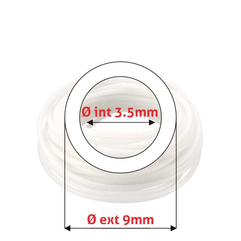 M. tubo silicona atox. translucido 60 sh° (±5) øe 9,5 mm x øi 6 mm