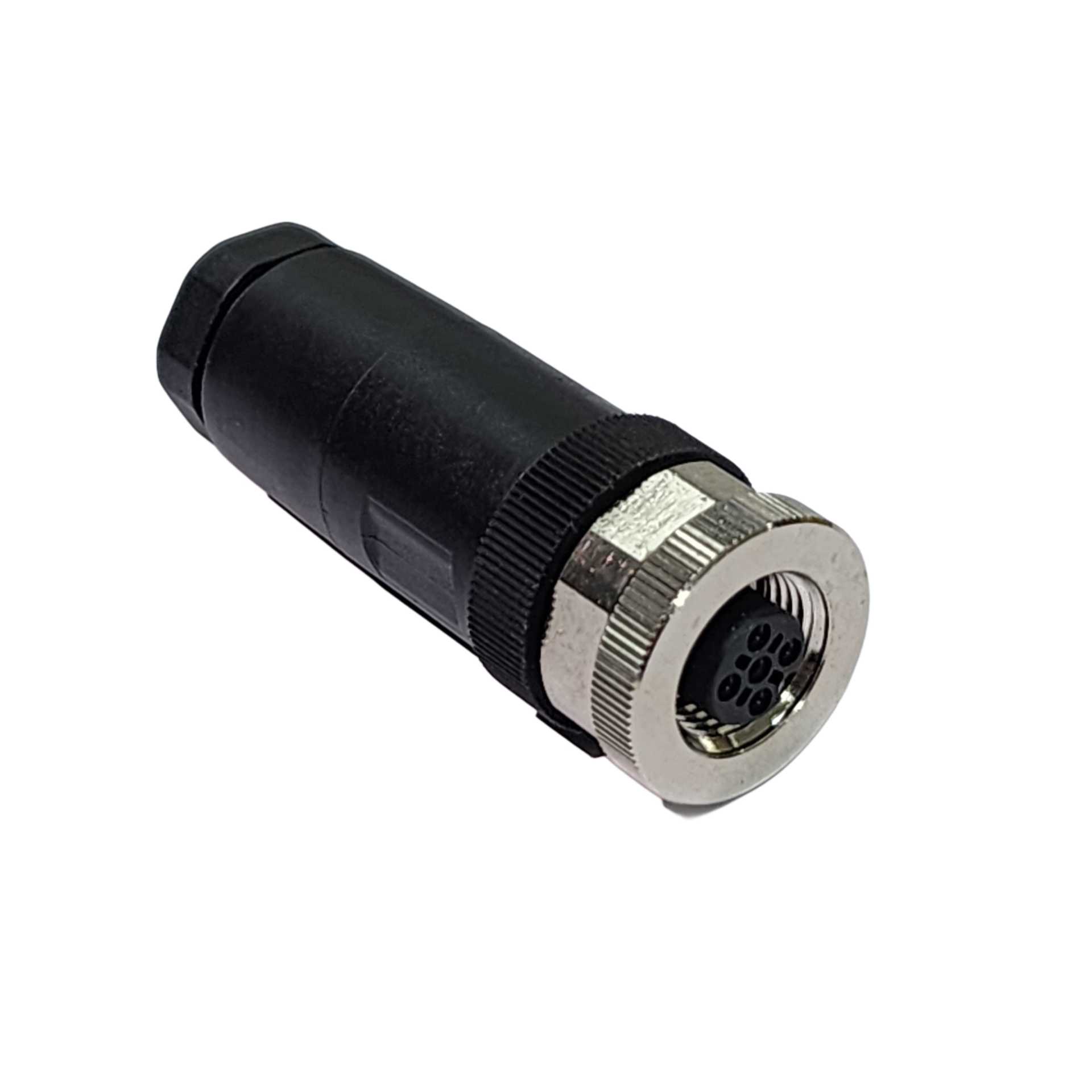 Conector recto M12 hembra tipo A, de 5 contactos sin apantallamiento para PG9
