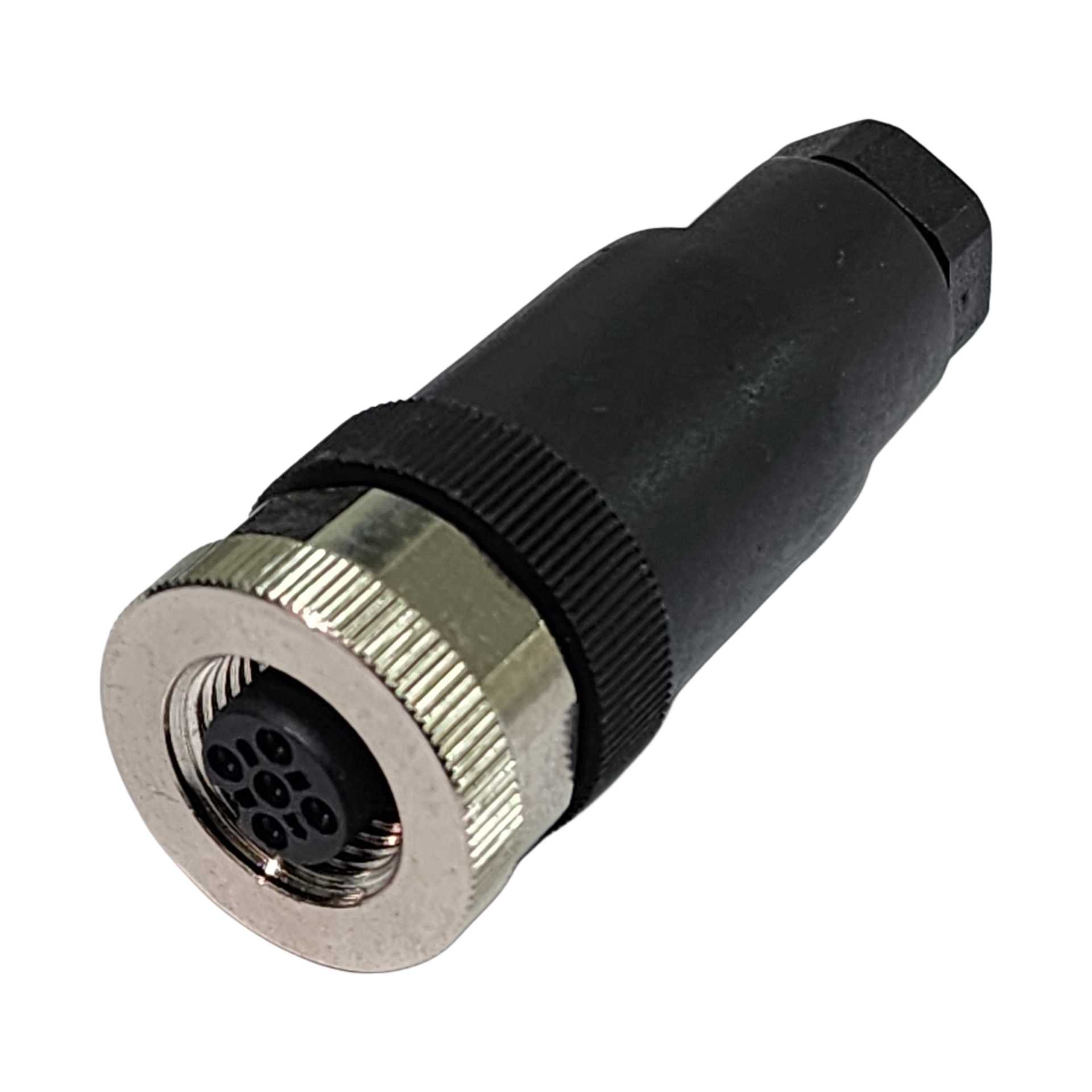 Conector recto M12 hembra tipo A, de 5 contactos sin apantallamiento para PG7