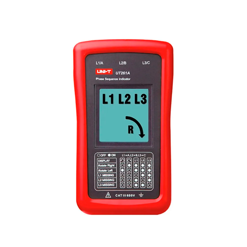 Indicador de secuencia de fases y rotación del motor 