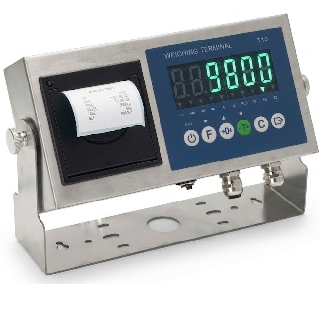 Indicador de peso carcasa de acero inoxidable con pantalla LED modelo T0 con impresora de etiquetas incorporado. - ELICROM