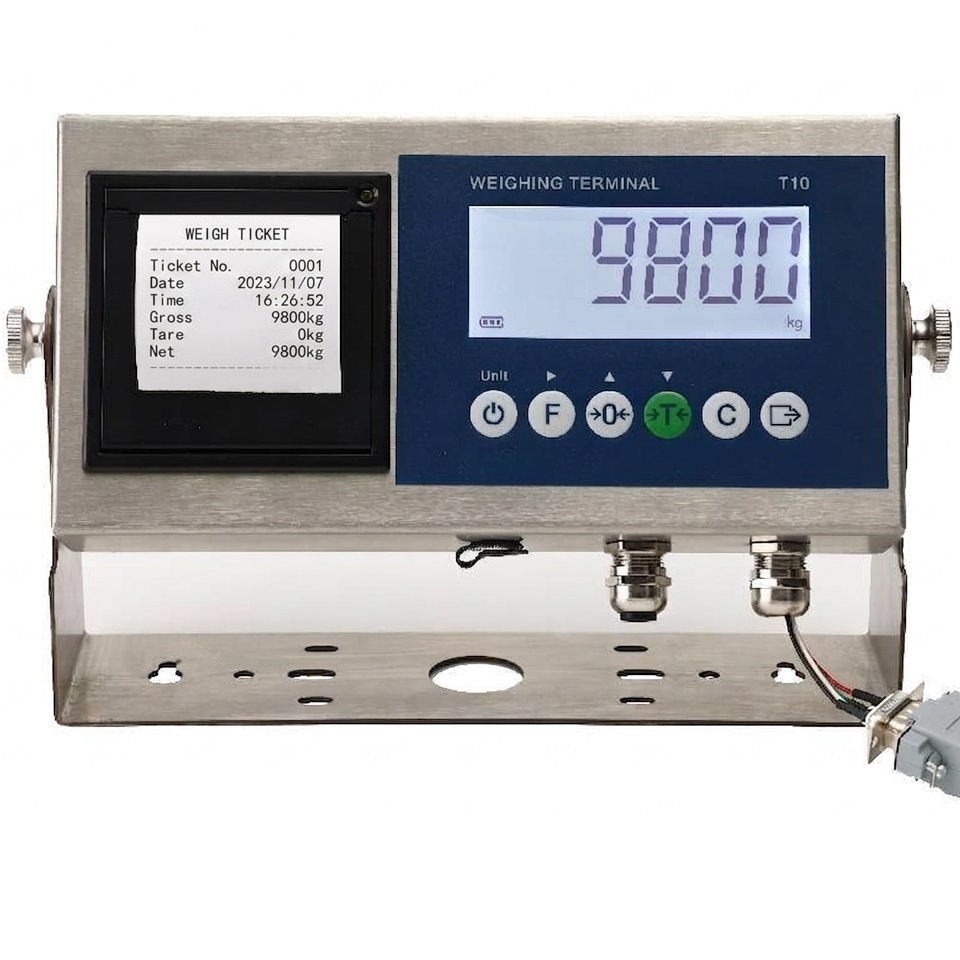 Indicador de peso carcasa de acero inoxidable con pantalla LCD modelo T0 con impresora termica incorporada. - ELICROM